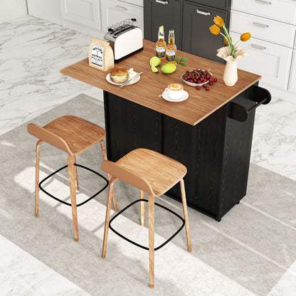 Rolling Kitchen Island with Drop Leaf Kitchen Cart with Tilt Out Trash Can Cabinet