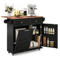Rolling Kitchen Island with Drop Leaf Kitchen Cart with Tilt Out Trash Can Cabinet