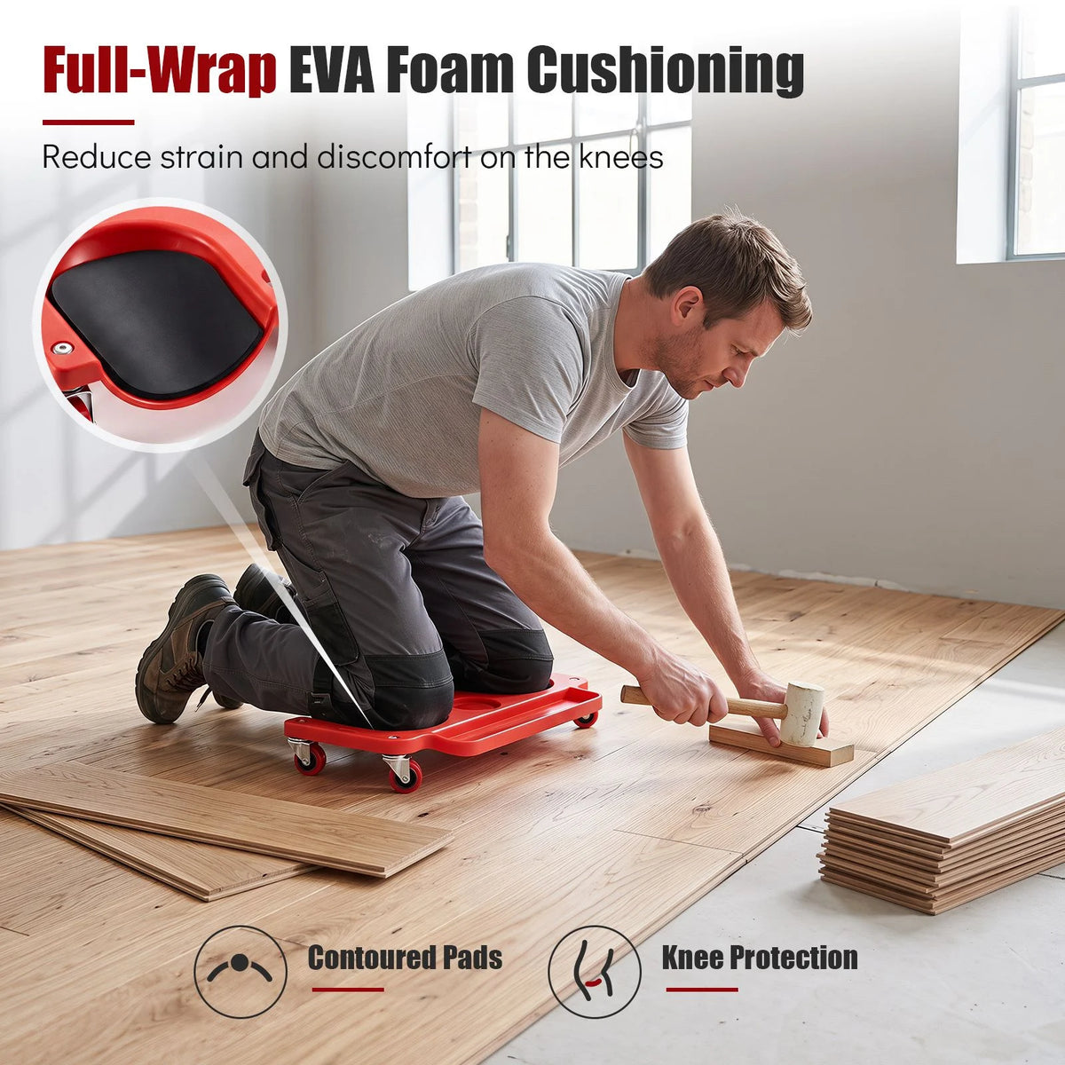 Rolling Knee Creeper with 360° Swivel Casters