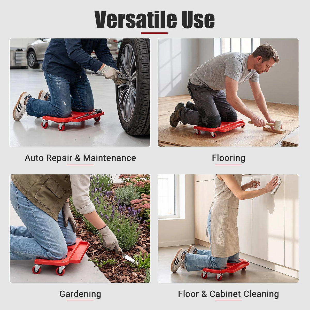 Rolling Knee Creeper with 360° Swivel Casters