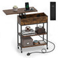 Rolling Lift Top End Table with Charging Station & Hidden Compartment for Living Room