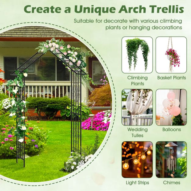 Roof-shaped Top Garden Arbor Garden Trellis Pergola with Side Crossbars