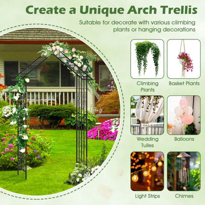 Roof-shaped Top Garden Arbor Garden Trellis Pergola with Side Crossbars