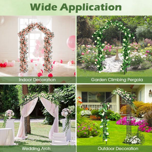 Roof-shaped Top Garden Arbor Garden Trellis Pergola with Side Crossbars