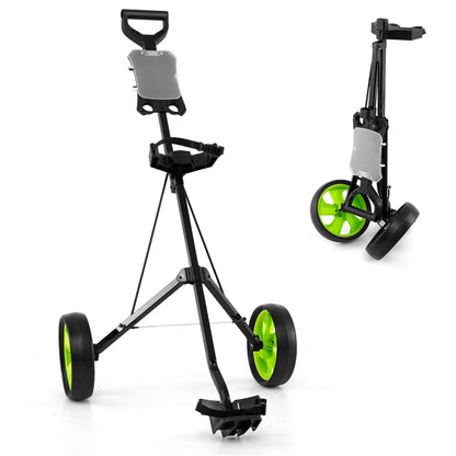 Folding Golf Push Pull Cart, Lightweight 2 Wheels Golfs Bag Trolley with Convenient Handle