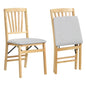 Folding Dining Chair Set of 2 with Rubber Wood Frame and Padded Seat
