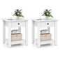 Wooden Nightstand End Sofa Side Table with Drawer and Open Shelf