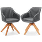 Set of 2/4 360° Swivel Accent Chair with Solid Wood Legs