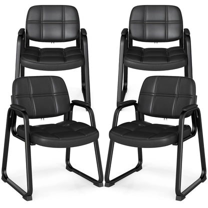 Set of 2 Ergonomic Reception Chair with Metal Frame and Padded Armrests