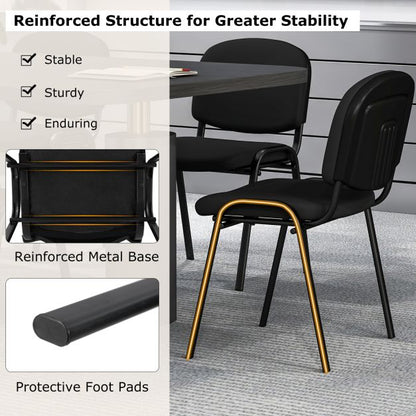 Set of 5 Stackable Reception Guest Chairs with Waterfall Seat and Metal Frame