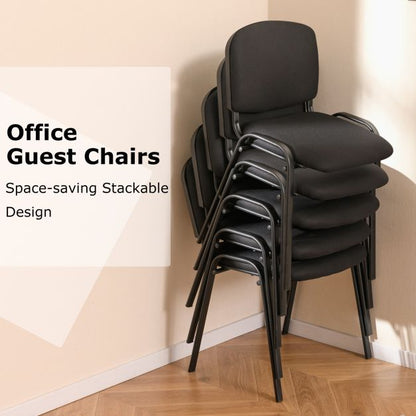 Set of 5 Stackable Reception Guest Chairs with Waterfall Seat and Metal Frame