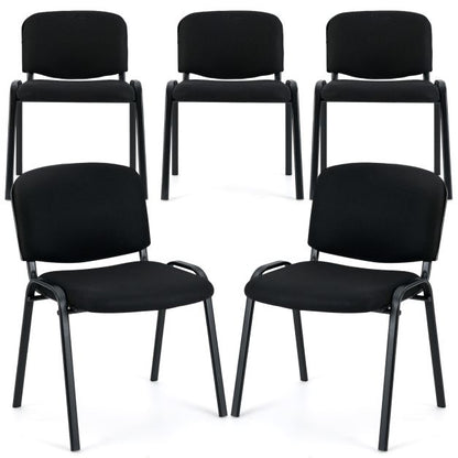 Set of 5 Stackable Reception Guest Chairs with Waterfall Seat and Metal Frame