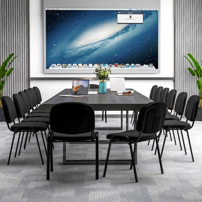 Set of 5 Stackable Reception Guest Chairs with Waterfall Seat and Metal Frame