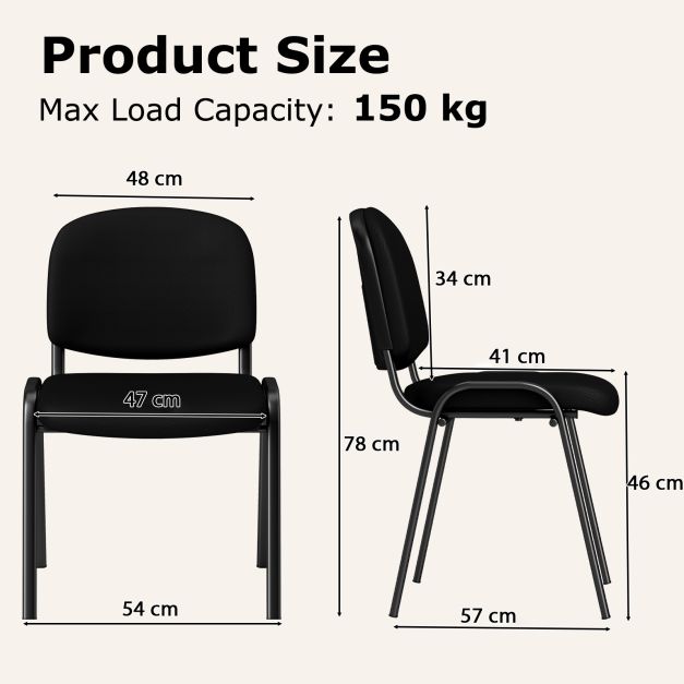 Set of 5 Stackable Reception Guest Chairs with Waterfall Seat and Metal Frame