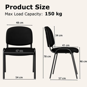 Set of 5 Stackable Reception Guest Chairs with Waterfall Seat and Metal Frame