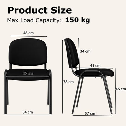 Set of 5 Stackable Reception Guest Chairs with Waterfall Seat and Metal Frame