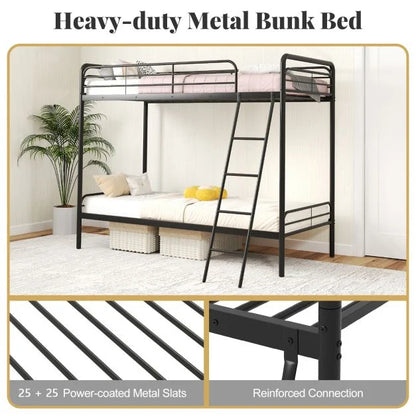 Single Bunk Bed with Ladder and Full-length Guardrails for Teens Adults