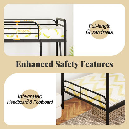 Single Bunk Bed with Ladder and Full-length Guardrails for Teens Adults