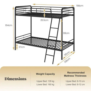 Single Bunk Bed with Ladder and Full-length Guardrails for Teens Adults