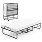 Single Size Folding Bed with Mattress and Lockable Wheels
