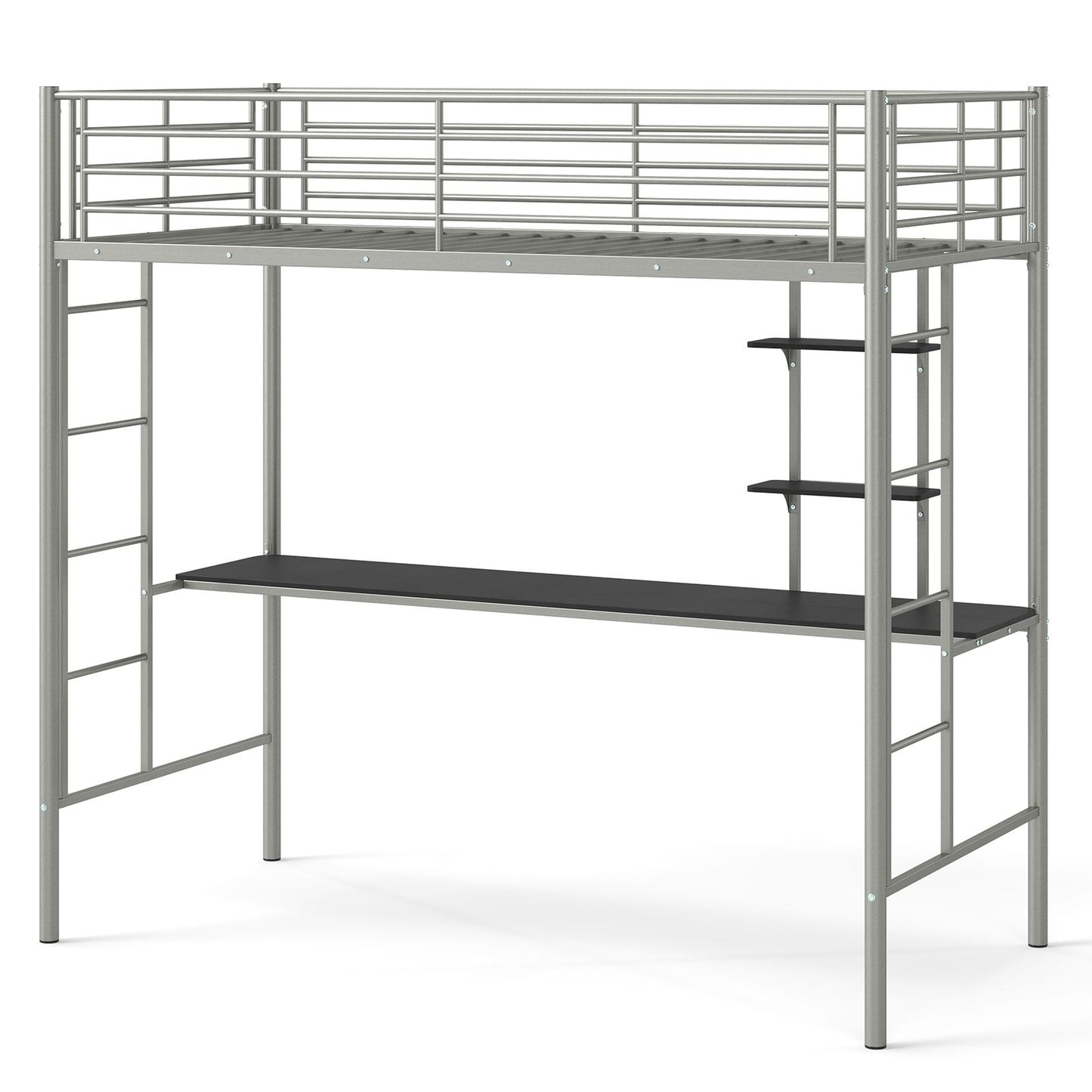Metal Bunk Bed with Desk, Space-Saving High Sleeper Bed