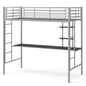 Metal Bunk Bed with Desk, Space-Saving High Sleeper Bed