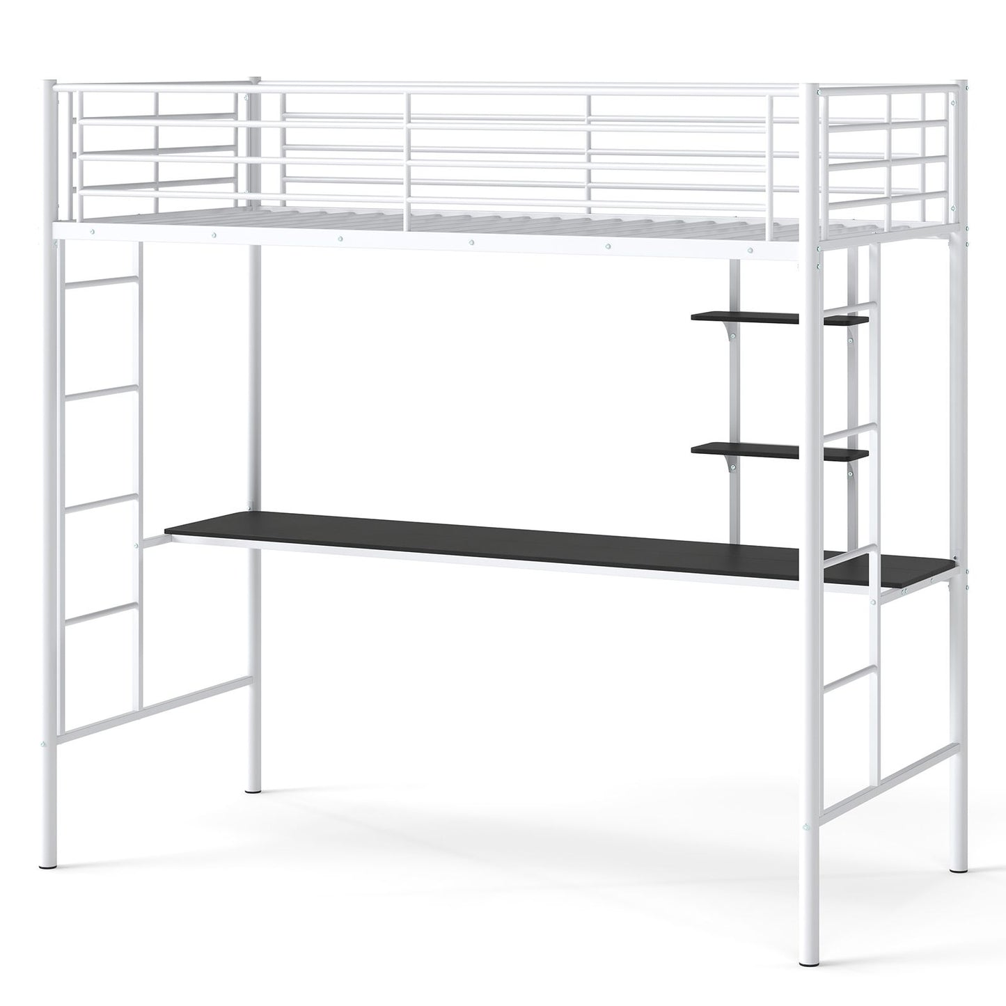 Metal Bunk Bed with Desk, Space-Saving High Sleeper Bed
