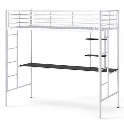 Metal Bunk Bed with Desk, Space-Saving High Sleeper Bed