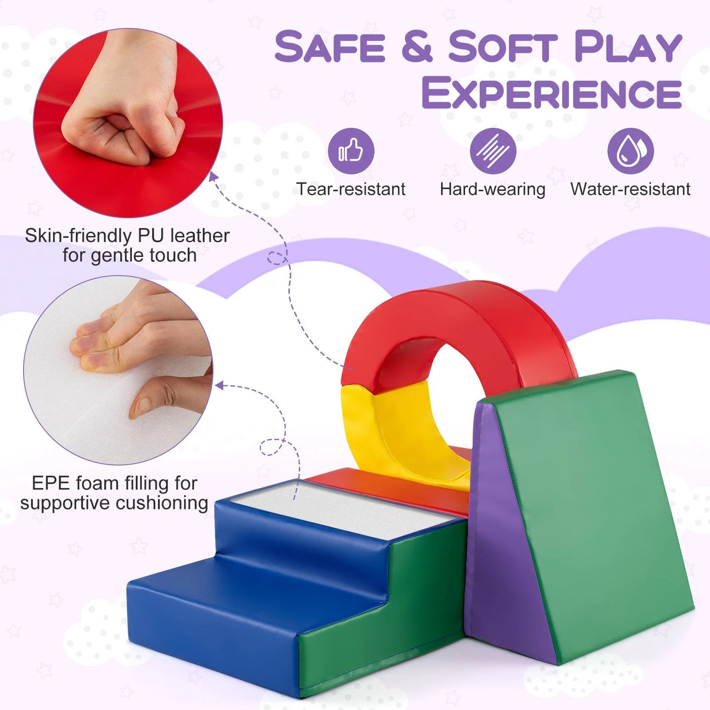 5 Pieces Soft Play Climb and Crawl Playset for 12 Month+ Toddlers