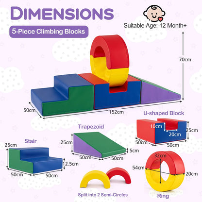 5 Pieces Soft Play Climb and Crawl Playset for 12 Month+ Toddlers