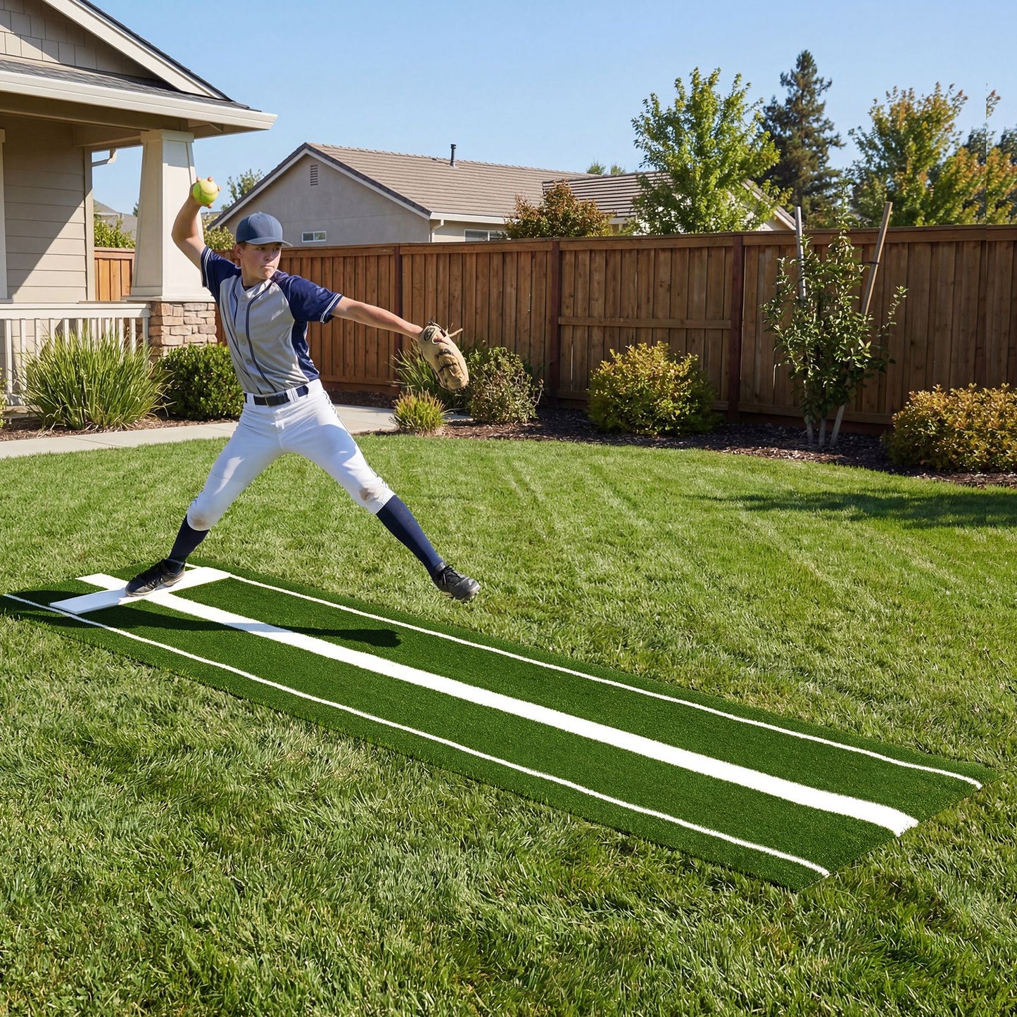 Softball Pitching Mat 10 x 3 FT Softball Training Aid with Pitching Mound