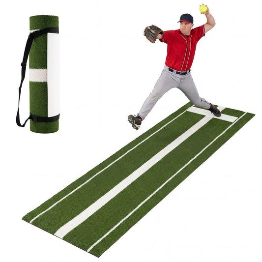 Softball Pitching Mat 10 x 3 FT Softball Training Aid with Pitching Mound