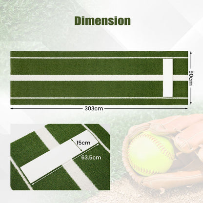 Softball Pitching Mat 10 x 3 FT Softball Training Aid with Pitching Mound