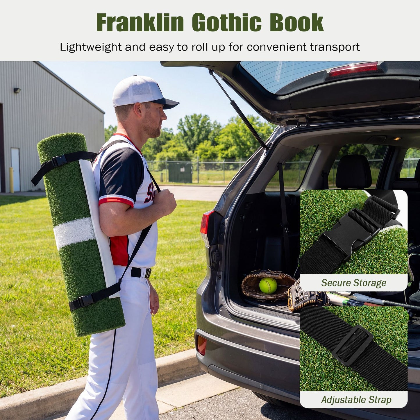 Softball Pitching Mat 10 x 3 FT Softball Training Aid with Pitching Mound