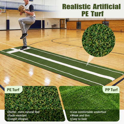 Softball Pitching Mat 10 x 3 FT Softball Training Aid with Pitching Mound