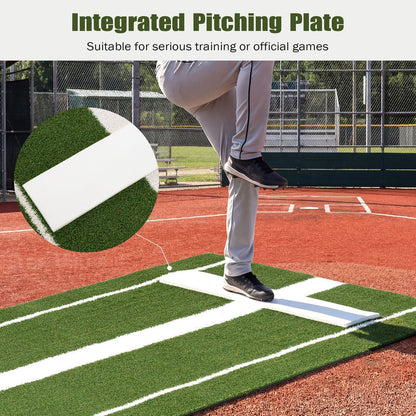 Softball Pitching Mat 10 x 3 FT Softball Training Aid with Pitching Mound