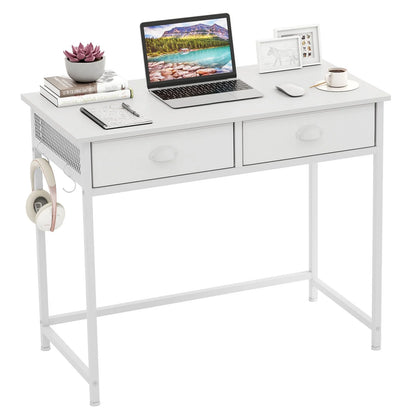 Space Saving Computer Desk with 2 Fabric Drawers