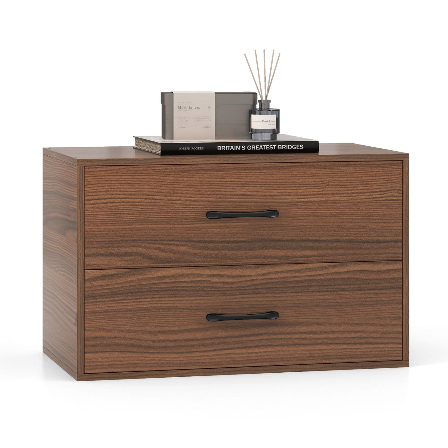 Stackable 2-Drawer Dresser with Anti-scratch Pads and Anti-tipping Devices