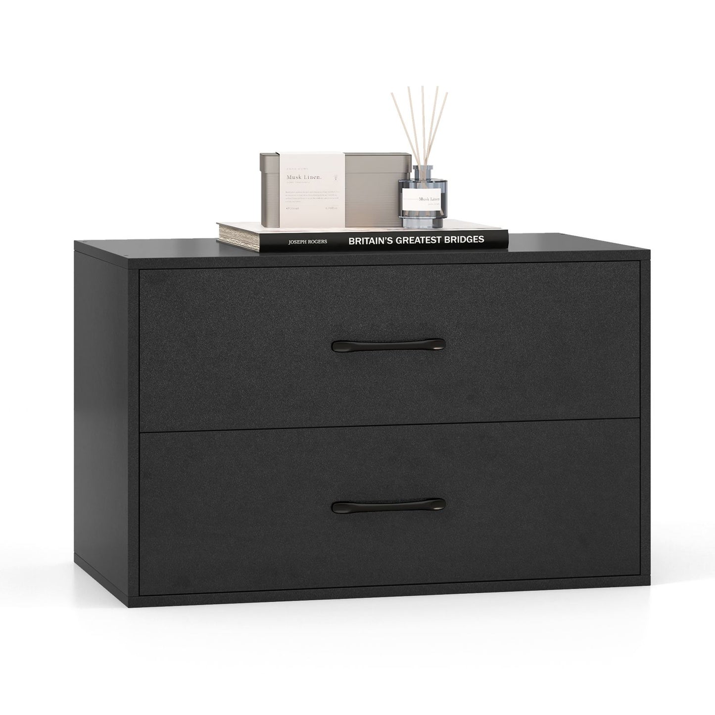 Stackable 2-Drawer Dresser with Anti-scratch Pads and Anti-tipping Devices
