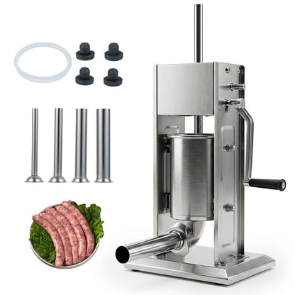 Stainless Steel Meat Filling Machine with 2 Speeds and 4 Stuffing Tubes for Home