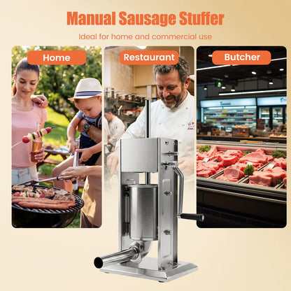 Stainless Steel Meat Filling Machine with 2 Speeds and 4 Stuffing Tubes for Home