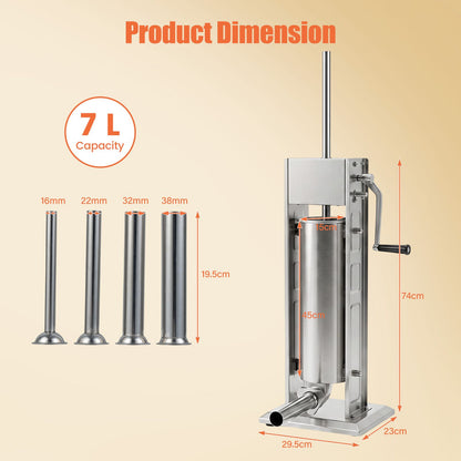 Stainless Steel Meat Filling Machine with 2 Speeds and 4 Stuffing Tubes for Home