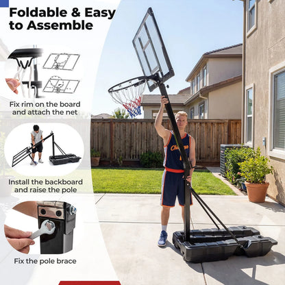 Stepless Adjustable Basketball Hoop with Stable Weighted Base