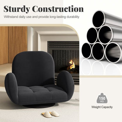 Swivel Floor Chair with Adjustable Backrest and Armrests