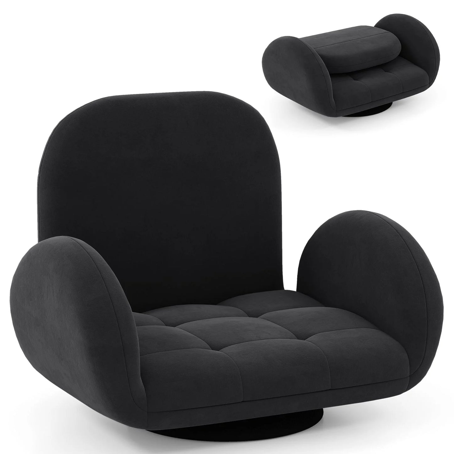 Folding Floor Chair, Lazy Sofa Bed Chair Seat with Adjustable Backrest & Armrests