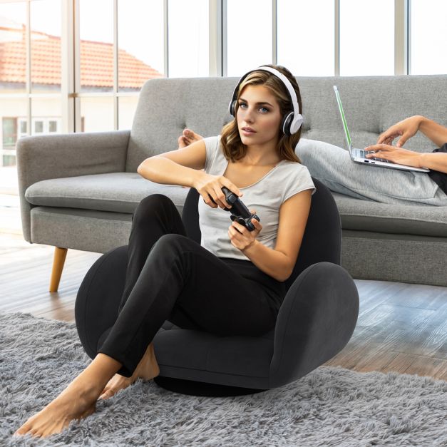 Swivel Floor Chair with Adjustable Backrest and Armrests