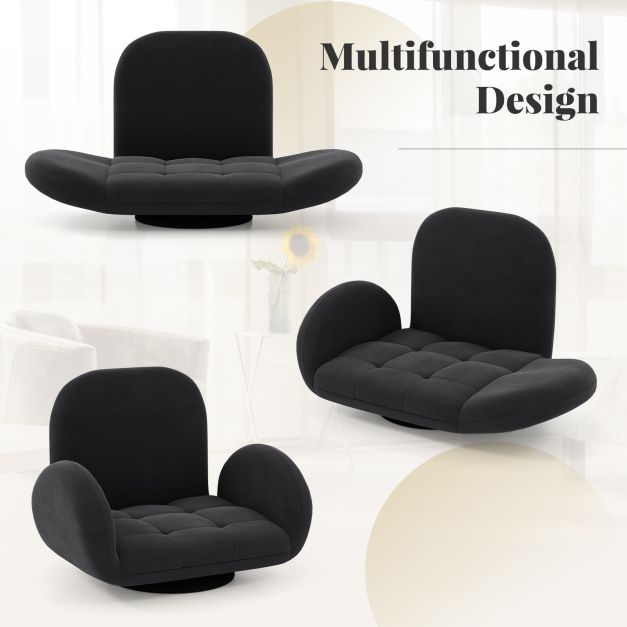 Swivel Floor Chair with Adjustable Backrest and Armrests