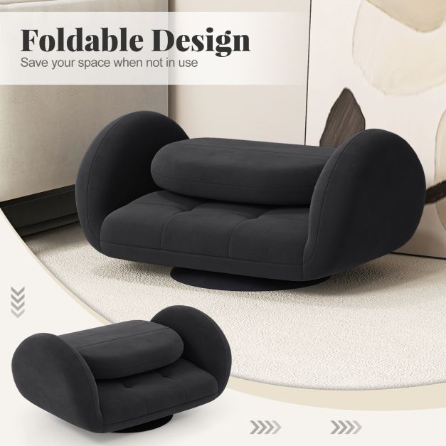 Swivel Floor Chair with Adjustable Backrest and Armrests