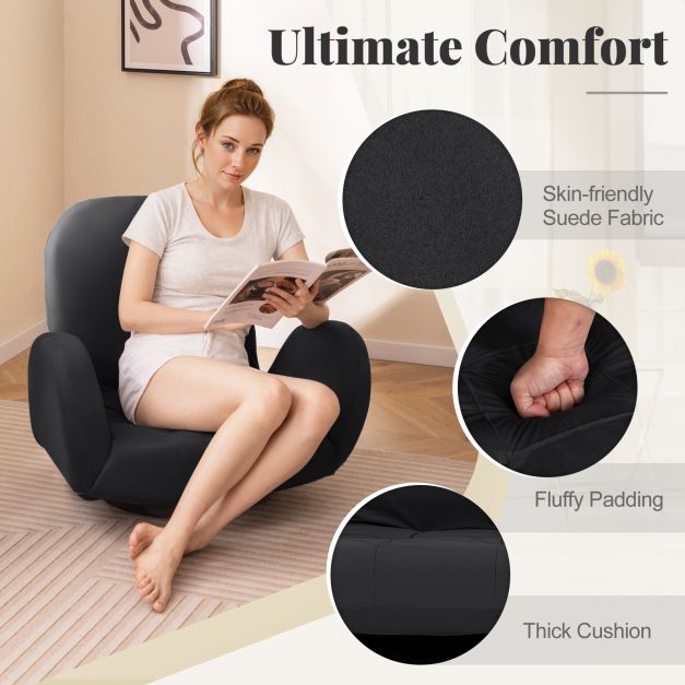 Swivel Floor Chair with Adjustable Backrest and Armrests