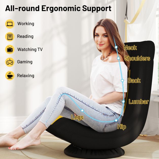 360° Swivel Gaming Chair 4 Position Adjustable Folding Floor Sofa